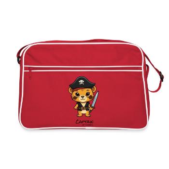 Chaton pirate avec un sabre - Sac Retro - rouge/blanc - Devant
