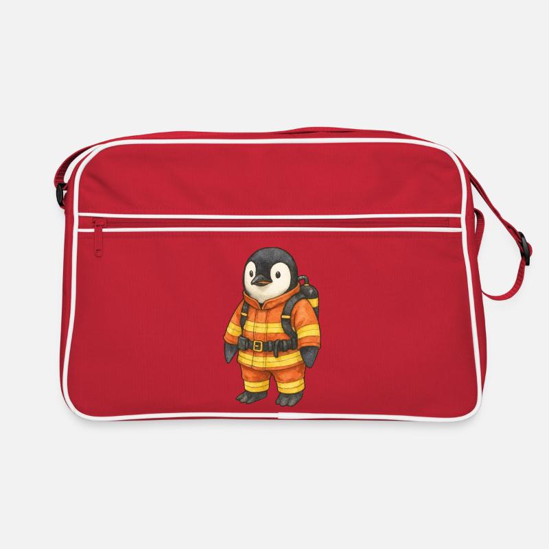 Niedlicher Pinguin Feuerwehrmann Sicherheitsheld Retro Tasche