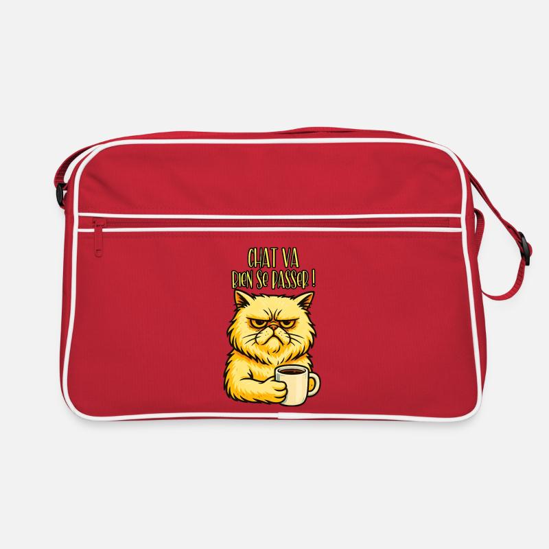 Cat wird es gut gehen! - Katzen-Humor - Retro Tasche - Rot/Weiß