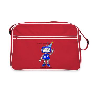 Playful robot with party hat - Retro Bag - red/white - Front