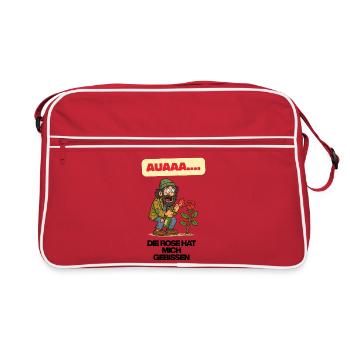 Aua die Rose hat mich gebissen - Retro Tasche - Rot/Weiß - Vorne