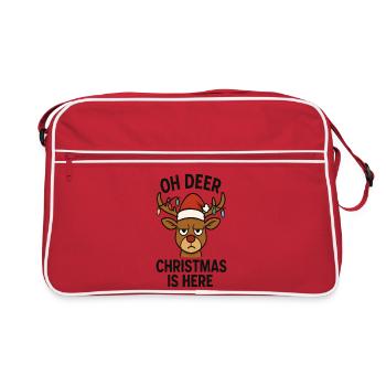 Oh cerf Noël est là - Dessin animé renne - Sac Retro - rouge/blanc - Devant