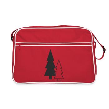 Forest Silhouette Fir Trees - Retro Bag - red/white - Front