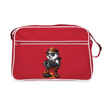 Funny Panda Explorer Hiking Camping Adventure - Retro Bag - red/white - Front