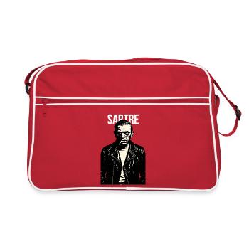 Jean Paul Sartre Noir Portrait en cuir du rebelle - Sac Retro - rouge/blanc - Devant
