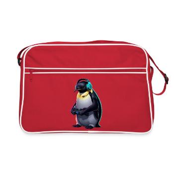 Penguin Games Animal Video Games Funny Penguin - Retro Bag - red/white - Front
