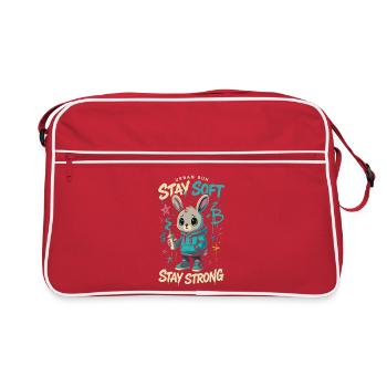Sweat à capuche lapin urbain, restez doux, restez fort - Sac Retro - rouge/blanc - Devant
