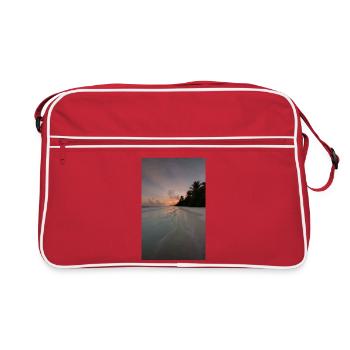 Coucher de soleil sur la plage de palmiers - Sac Retro - rouge/blanc - Devant