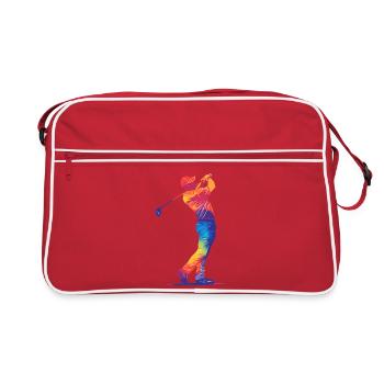 Bunter Golfer-Schwung - Retro Tasche - Rot/Weiß - Vorne