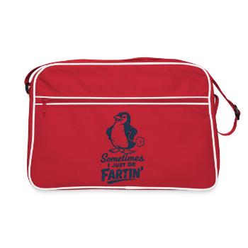 Parfois, je pète simplement – pingouin qui pète - Sac Retro - rouge/blanc - Devant