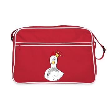 Huhn mit Krone - Retro Tasche - Rot/Weiß - Vorne