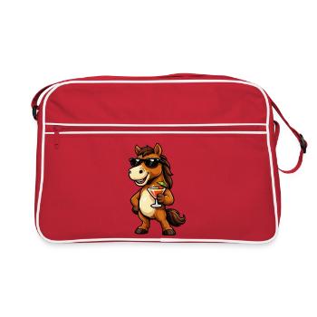 Summer Fun Horse with Cocktail - Retro Bag - red/white - Front