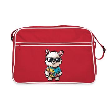 Alpaca Llama Comic Holiday - Retro Bag - red/white - Front