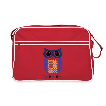 Hibou géométrique : hibou minimaliste à motif de losange - Sac Retro - rouge/blanc - Devant