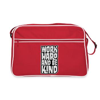 Work Hard And Be Kind Inspirational Diligence Kindness Logo - Retro Bag - red/white - Front