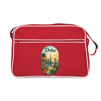 Affiche rétro de la Skyline de Dubaï - Sac Retro - rouge/blanc - Devant