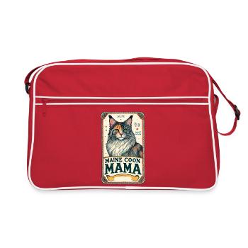 Affiche vintage de Maine Coon Mama - Sac Retro - rouge/blanc - Devant