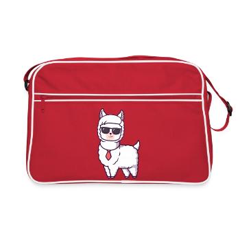 Llama cool avec cravate à lunettes de soleil - Sac Retro - rouge/blanc - Devant