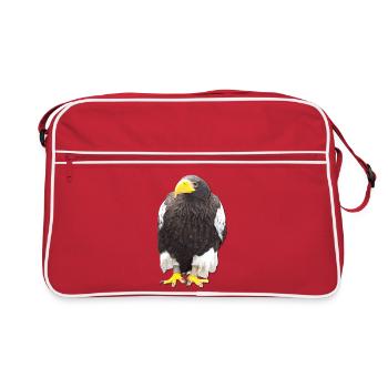 Vogeltier Greifvogel Krallen Falkner Beizjagd - Retro Tasche - Rot/Weiß - Vorne