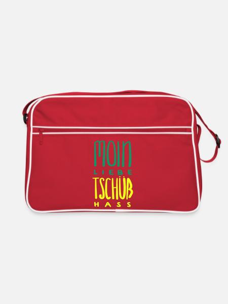 moin liebe tschüss hass - Retro Tasche - Rot/Weiß