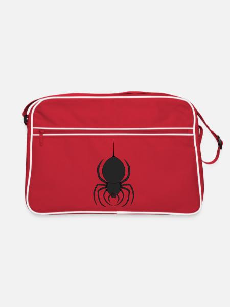 Düstere Spinne mit Roten Augen - Retro Tasche - Rot/Weiß