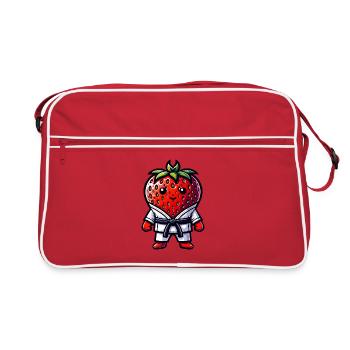 Karatéka aux fraises : Force et plaisir combinés - Sac Retro - rouge/blanc - Devant