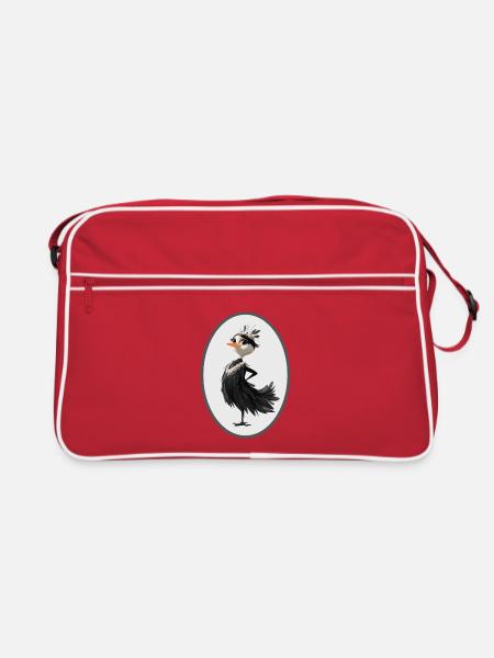 Nachtigall - Retro Tasche - Rot/Weiß - Vorne