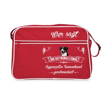 Appenzeller Sennenhund Glück - Retro Tasche - Rot/Weiß - Vorne