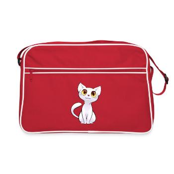 White kitten with golden eyes - Retro Bag - red/white - Front
