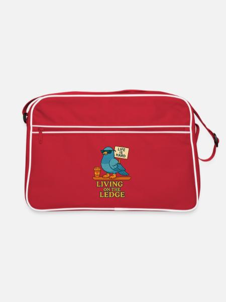 Funny Dove with Shield & Coffee - Retro Bag - red/white