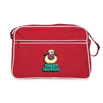 sheep happens - ist eben so, wie es ist - Retro Tasche - Rot/Weiß - Vorne