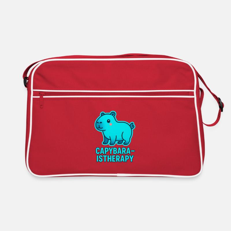 Capybara Therapie Motiv - Retro Tasche - Rot/Weiß