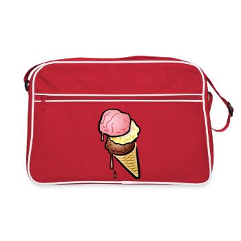 Eistüte mit drei Kugeln Eis - Retro Tasche - Rot/Weiß - Vorne