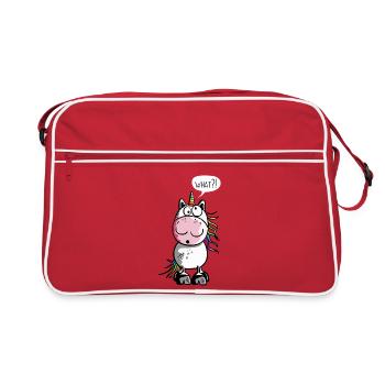 Lustiges Einhorn - Retro Tasche - Rot/Weiß - Vorne