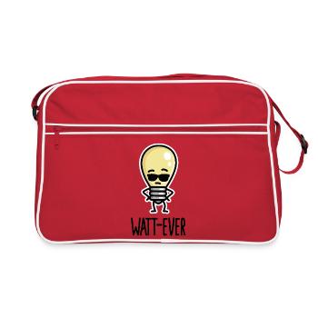 Watt-ever, whatever funny saying light bulb puns - Retro Bag - red/white - Front