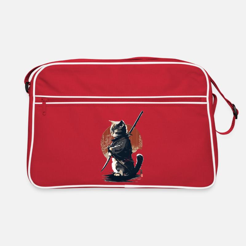 Kawaii Neko Samurai : Katzen-Samurai - Retro Tasche - Rot/Weiß