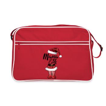 Mama Elf – Lustiges Weihnachtsdesign - Retro Tasche - Rot/Weiß - Vorne
