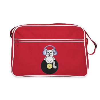 Chaton nostalgique qui aime les disques vinyles - Sac Retro - rouge/blanc - Devant