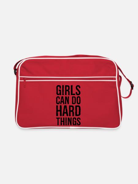 Les filles peuvent faire des choses difficiles - Sac Retro - rouge/blanc - Devant