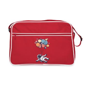 Astronaut Floating With Balloons Funny Space Lover - Retro Bag - red/white - Front