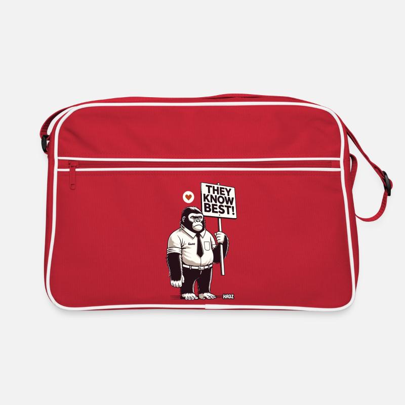 Cartoon gorilla with sign "They know better" Retro Bag