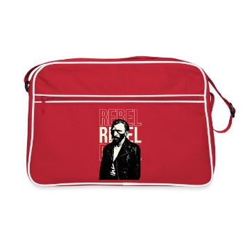 Portrait noir en cuir de Vincent Van Gogh - Sac Retro - rouge/blanc - Devant