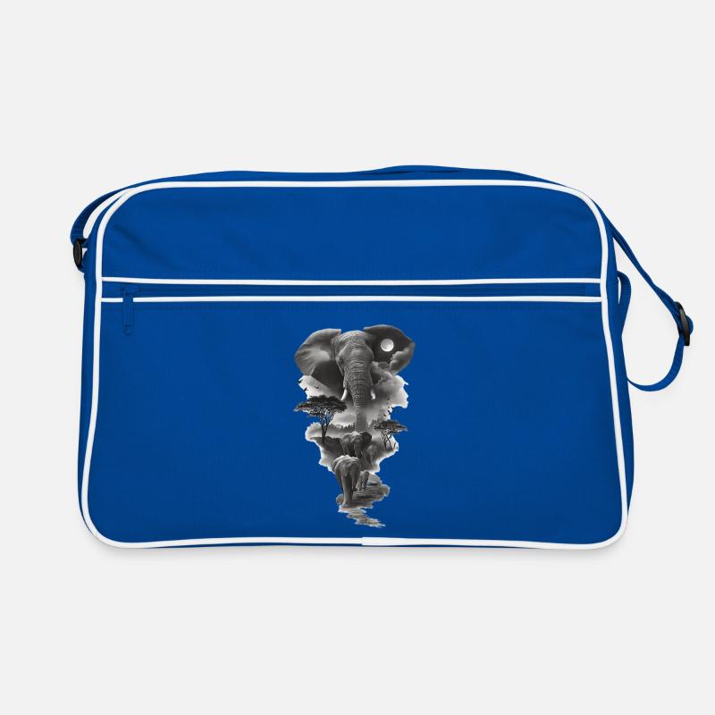 Lunar Elephants Silhouette Retro Bag