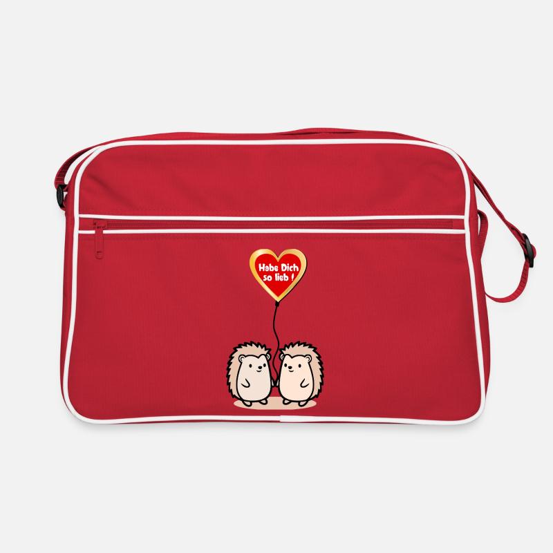 Valentinstag Herz Igel Paar - Retro Tasche - Rot/Weiß