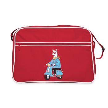 Trottinette en denim Lama - Sac Retro - rouge/blanc - Devant