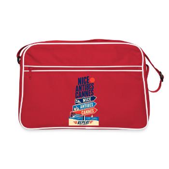 French Riviera Nice Antibes Cannes Repeat Travel - Retro Bag - red/white - Front