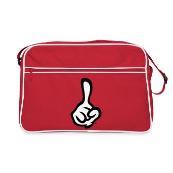 Erhobener Zeigefinger (Finger / Rechte Hand / 2C) - Retro Tasche - Rot/Weiß - Vorne