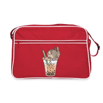 Bubble Tea Boba Drôle de Lapin mignon - Sac Retro - rouge/blanc - Devant