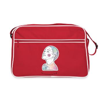 Vitiligo : Positivité corporelle, pas un bug, une caractéristique - Sac Retro - rouge/blanc - Devant