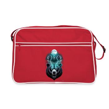Lightning Bear Wildladungsdesign. - Retro Tasche - Rot/Weiß - Vorne